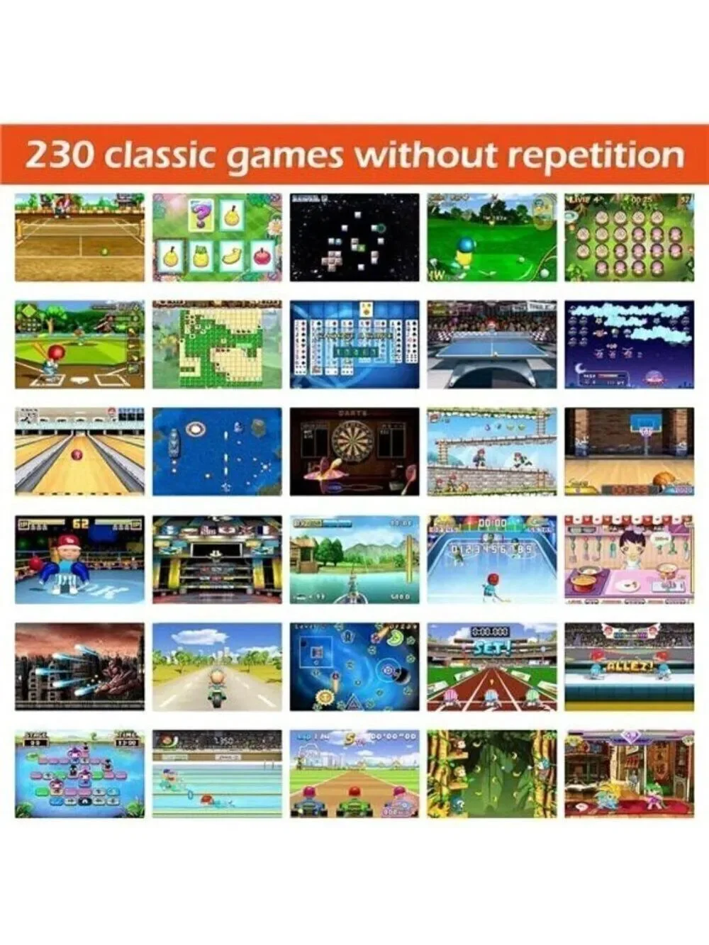 16 Bit Handheld 230 Games Console System Kids Adults, 3.0'' Large Screen HD NEW